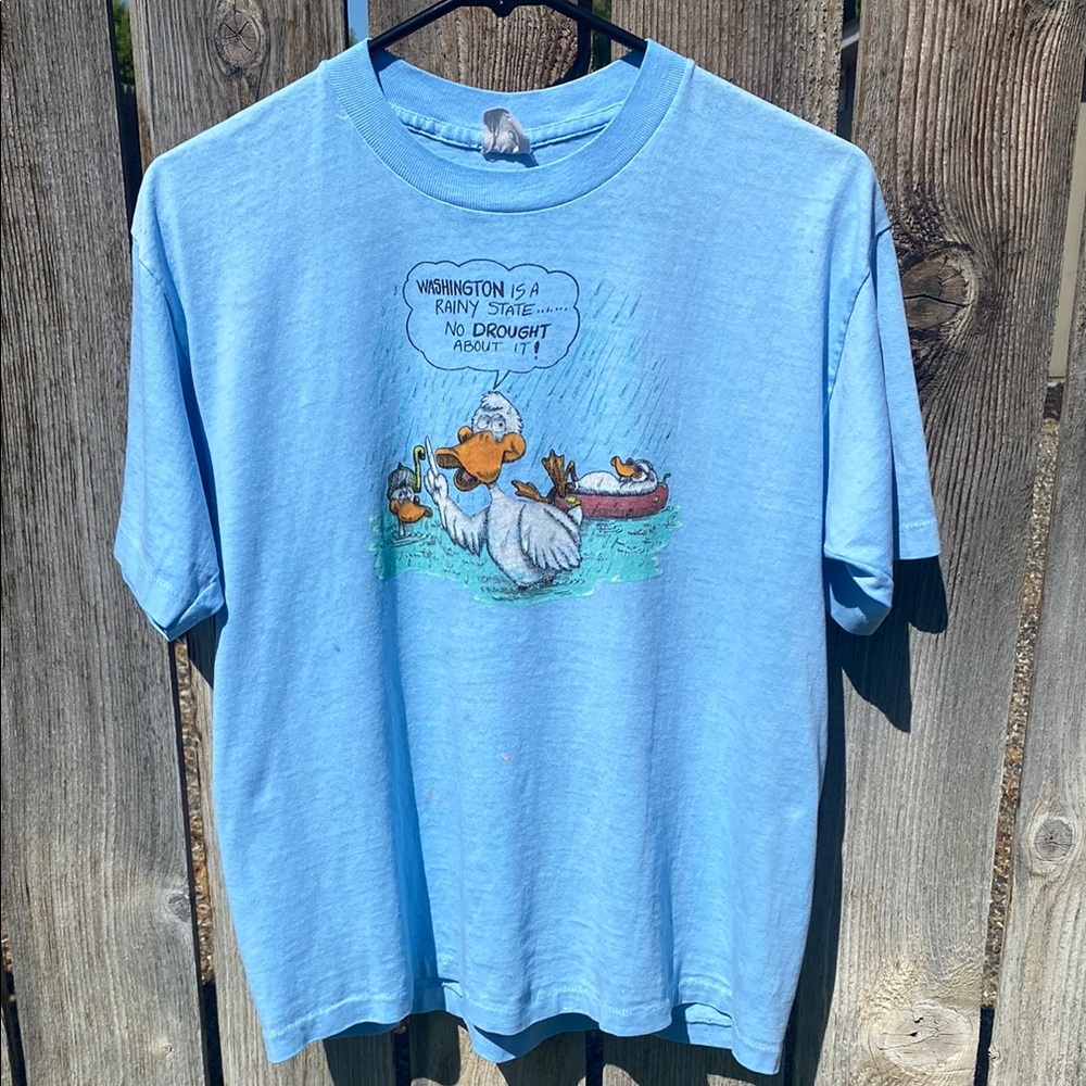 Vintage Washington State Blue Tee with Cartoon Duck Design